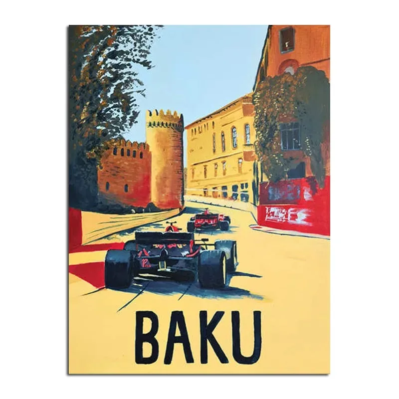Plakat retro F1 - bolid wyścigowy w stylu neon Wzór 2