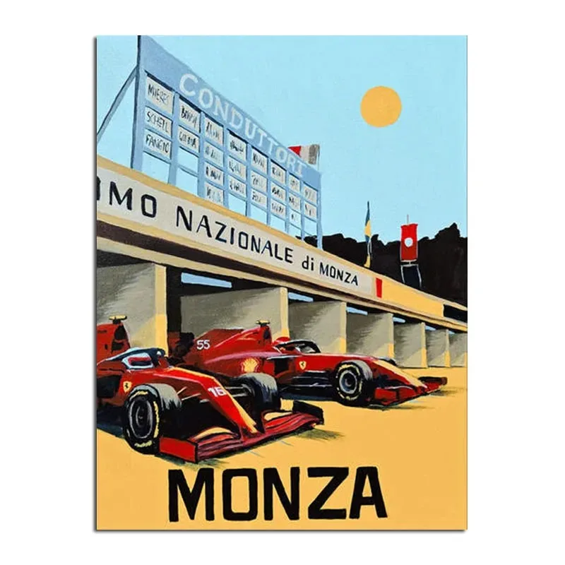 Plakat retro F1 - bolid wyścigowy w stylu neon Wzór 6