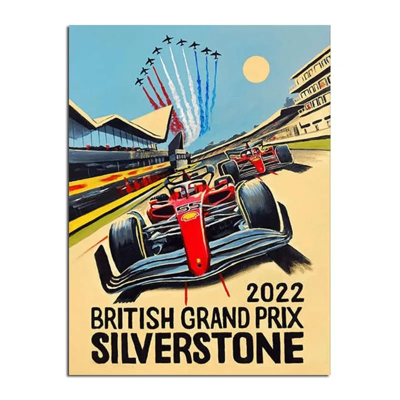 Plakat retro F1 - bolid wyścigowy w stylu neon Wzór 7
