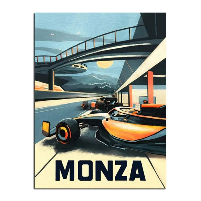 Plakat retro F1 - bolid wyścigowy w stylu neon Wzór 8