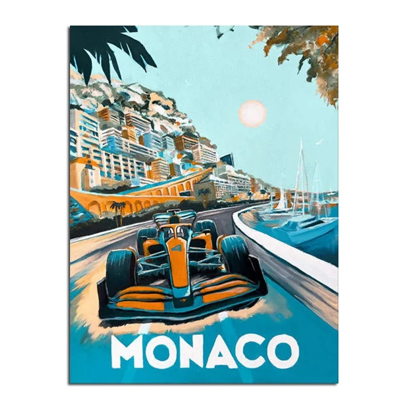 Plakat retro F1 – bolid wyścigowy w stylu neon Wzór 9