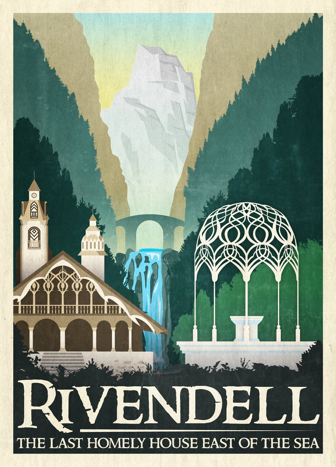 Plakat retro w stylu fantasy z magicznym pierścieniem Wzór 1