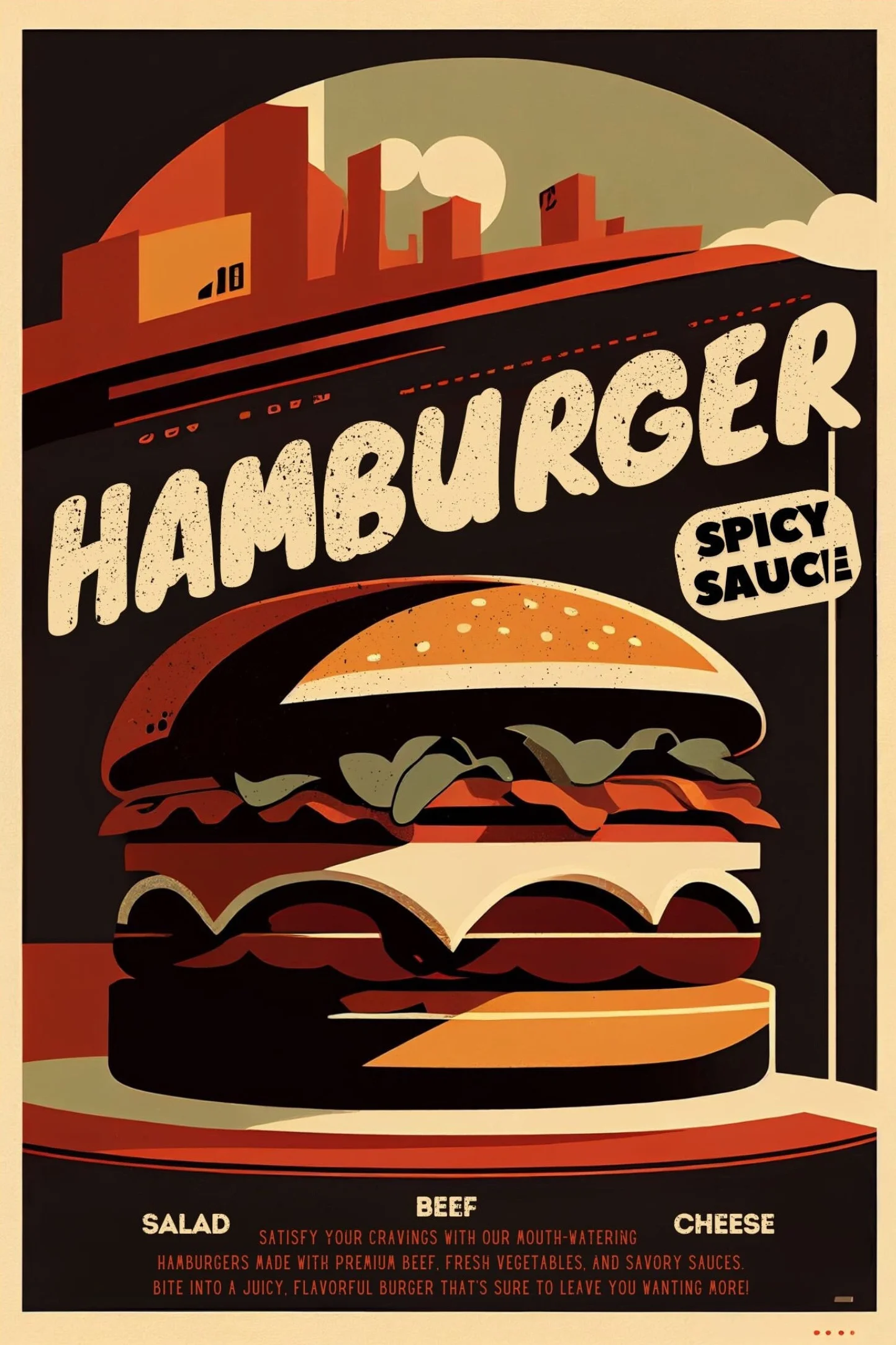 Plakat retro fast food do kuchni Wzór 7