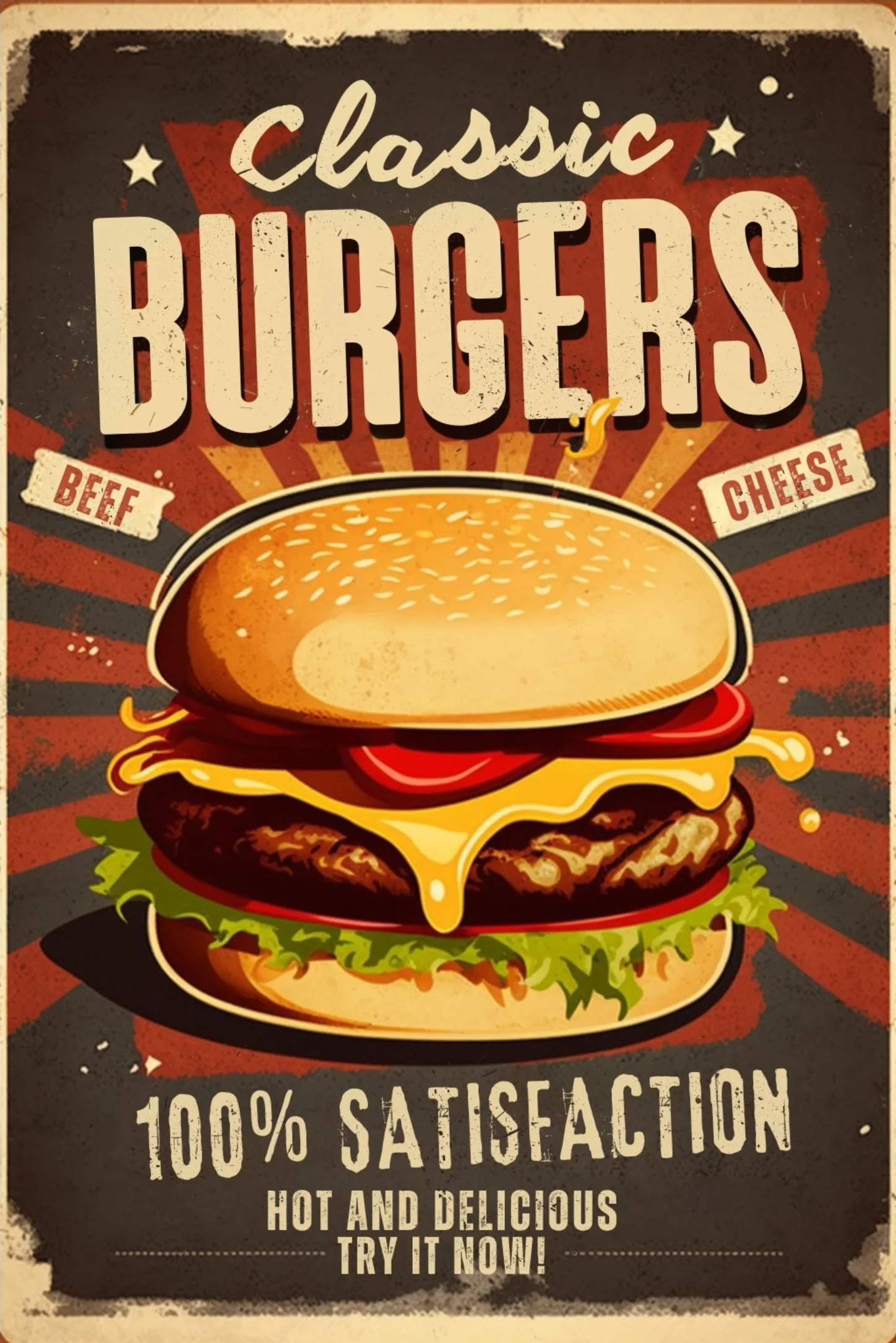 Plakat retro fast food do kuchni Wzór 9