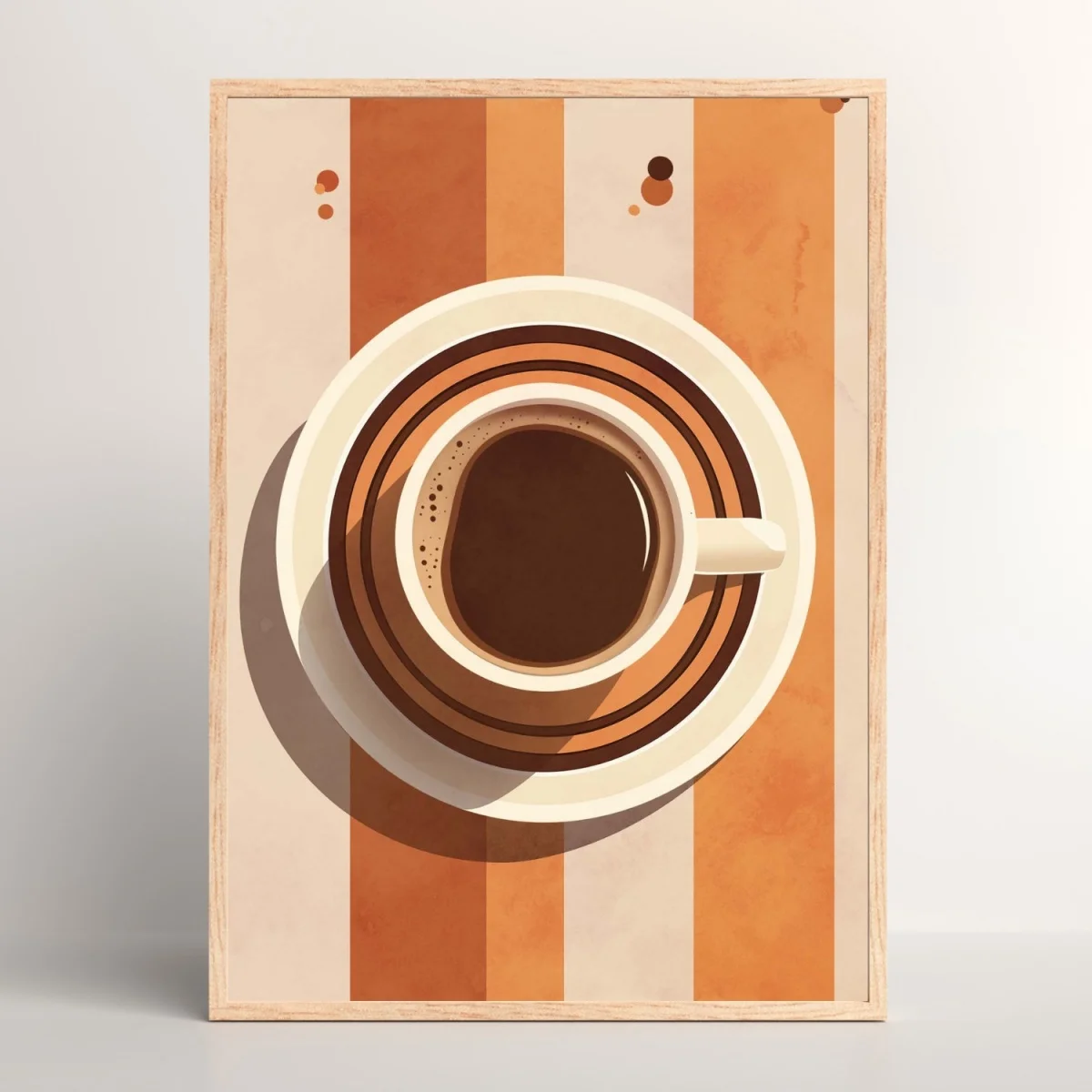 Plakat retro z kawą i ciepłymi paskami Wzór 5