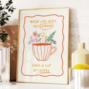 Plakat retro kawiarnia i wino do kuchni Wzór 1