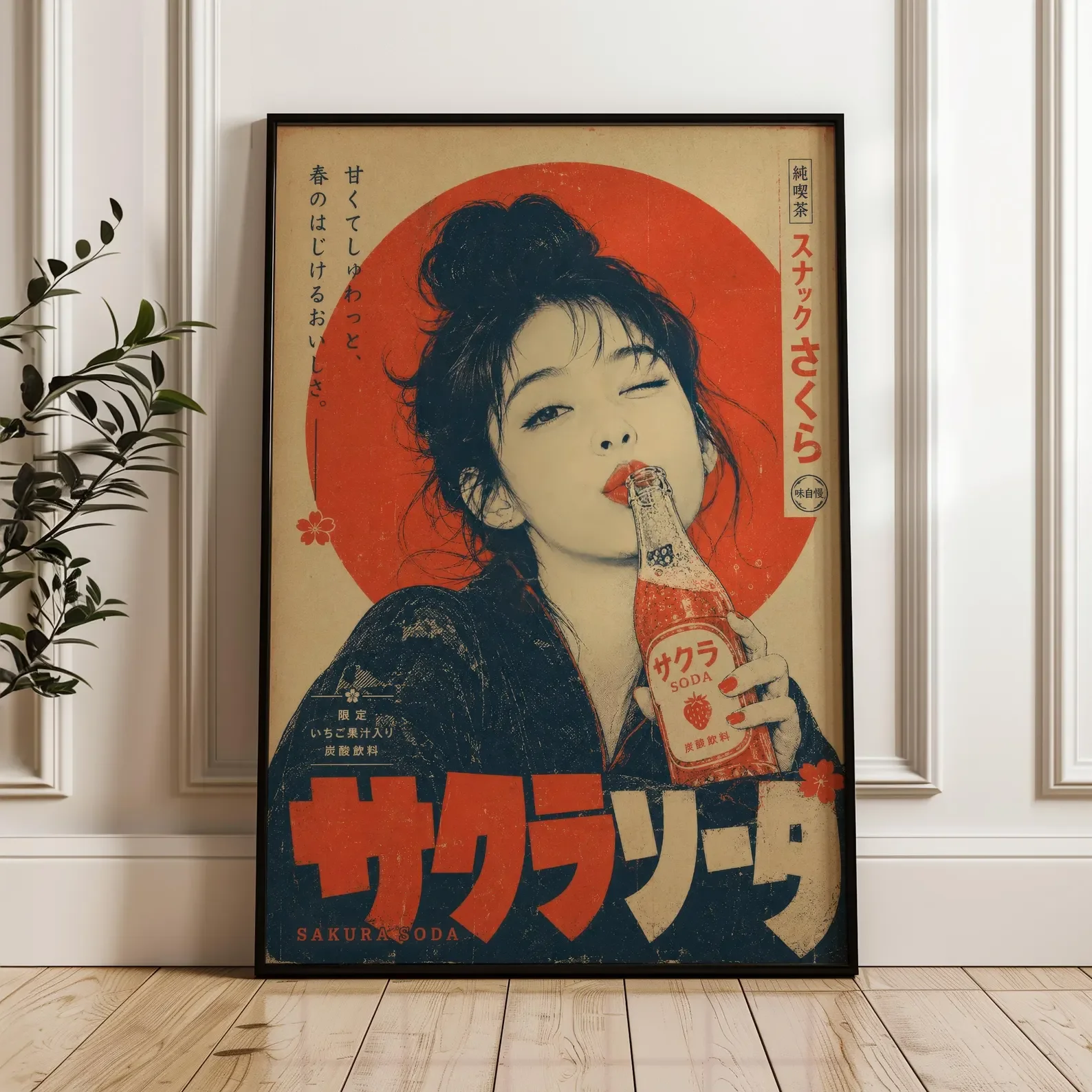 Retro kobieta - vintage plakat w stylu indie Niebieski