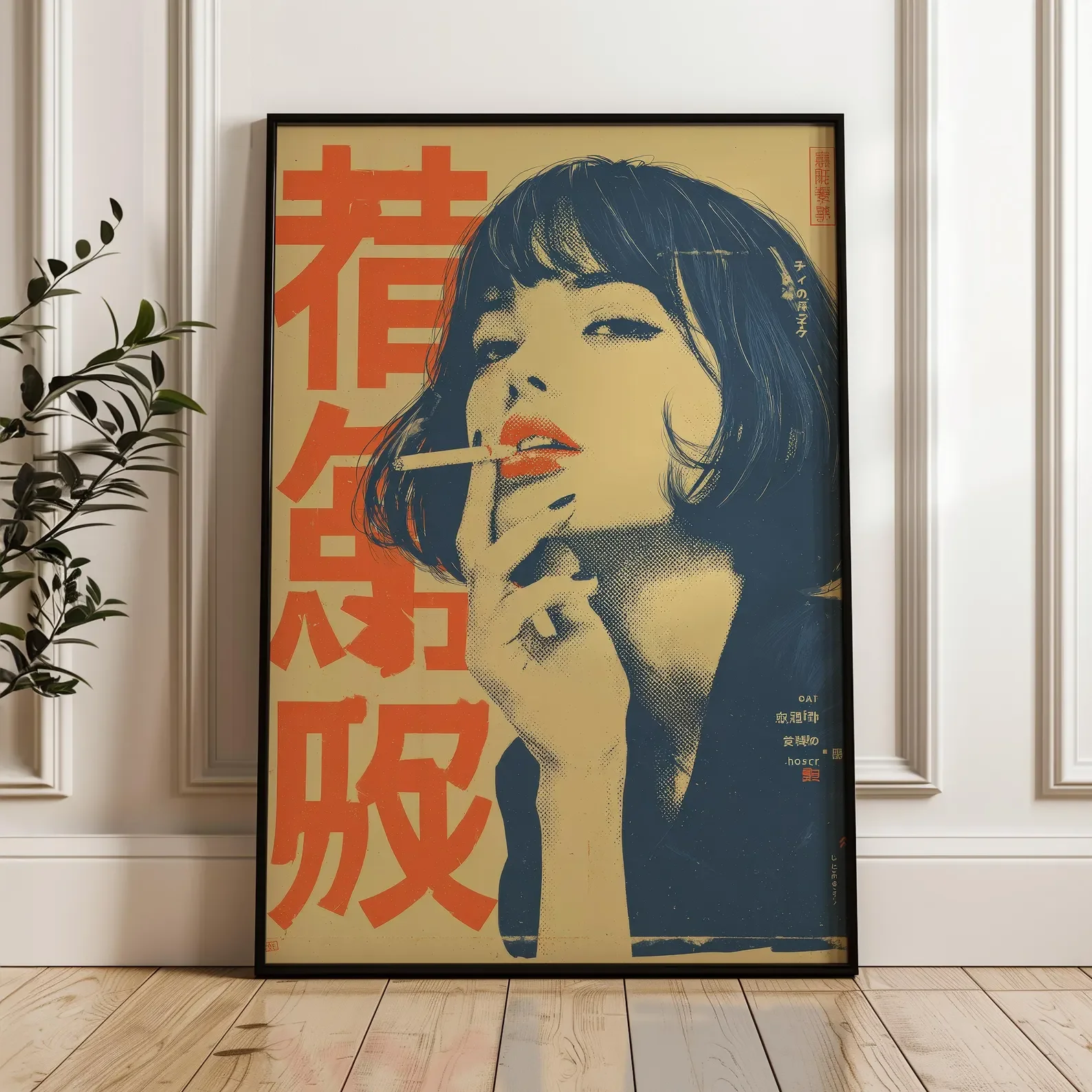 Retro kobieta - vintage plakat w stylu indie Szary