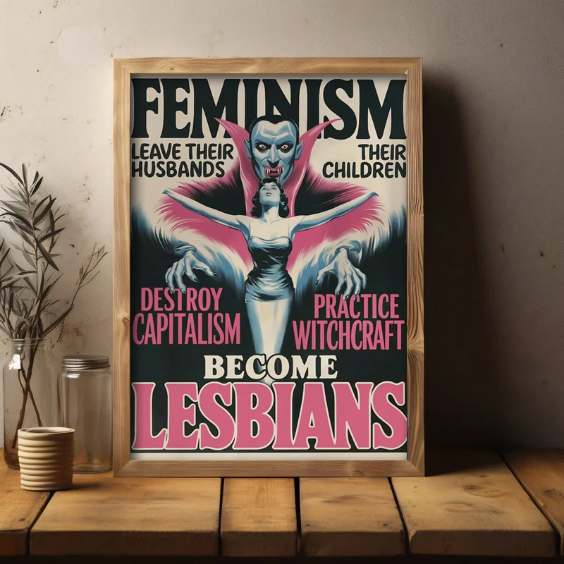 Plakat retro komiks pop-art - feministyczny Biały