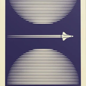 Retro kosmos Sputnik - minimalistyczny plakat abstrakcyjny Wzór 1