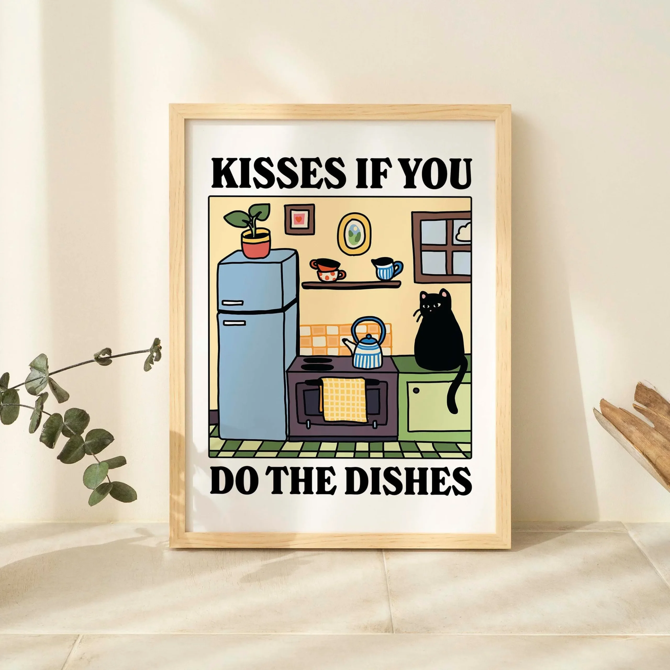 Kot pijący espresso - plakat retro Wzór 1