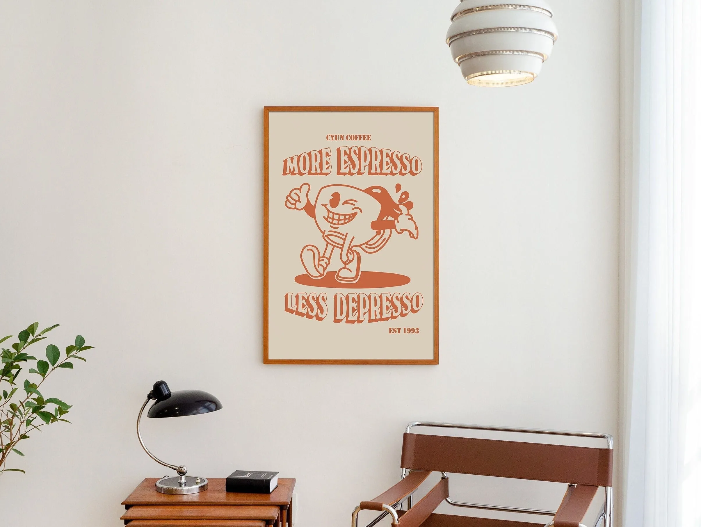 Kot pijący espresso - plakat retro Wzór 4