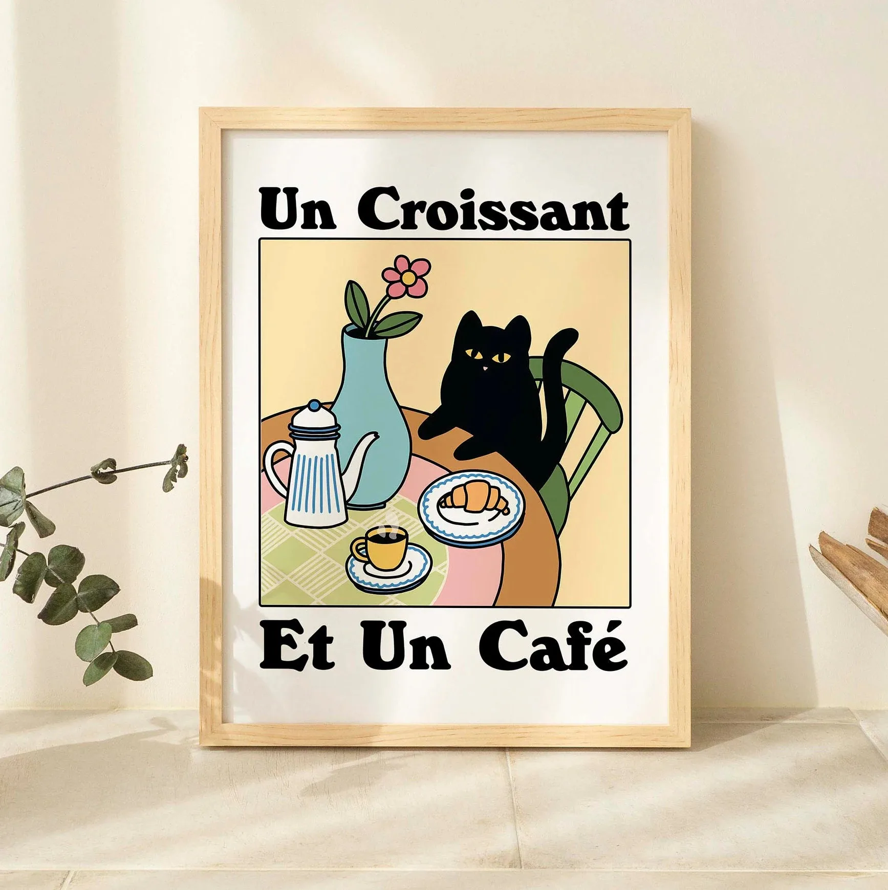 Kot pijący espresso - plakat retro Wzór 6