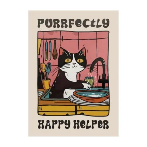 Plakat retro kot szef kuchni do kuchni Wzór 1