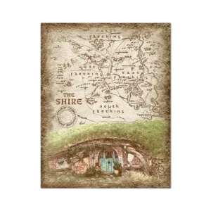 Plakat retro mapa fantasy w stylu vintage Fioletowo różowy