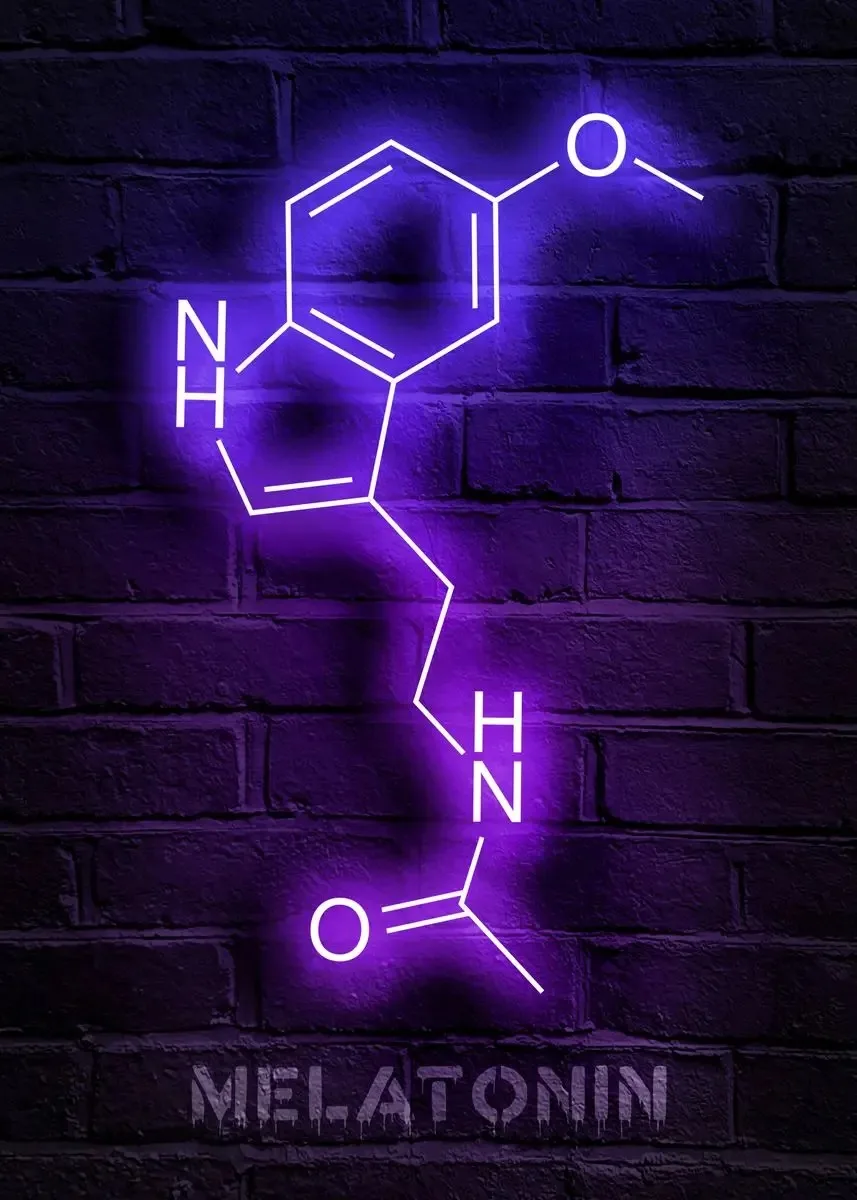 Plakat retro neonowa chemia molekuł Biały
