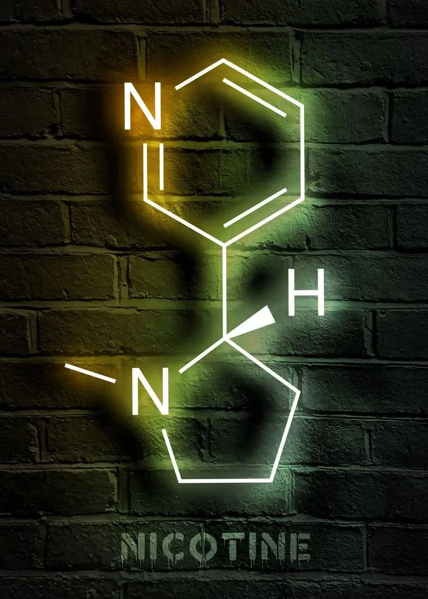 Plakat retro neonowa chemia molekuł Jasnożółty