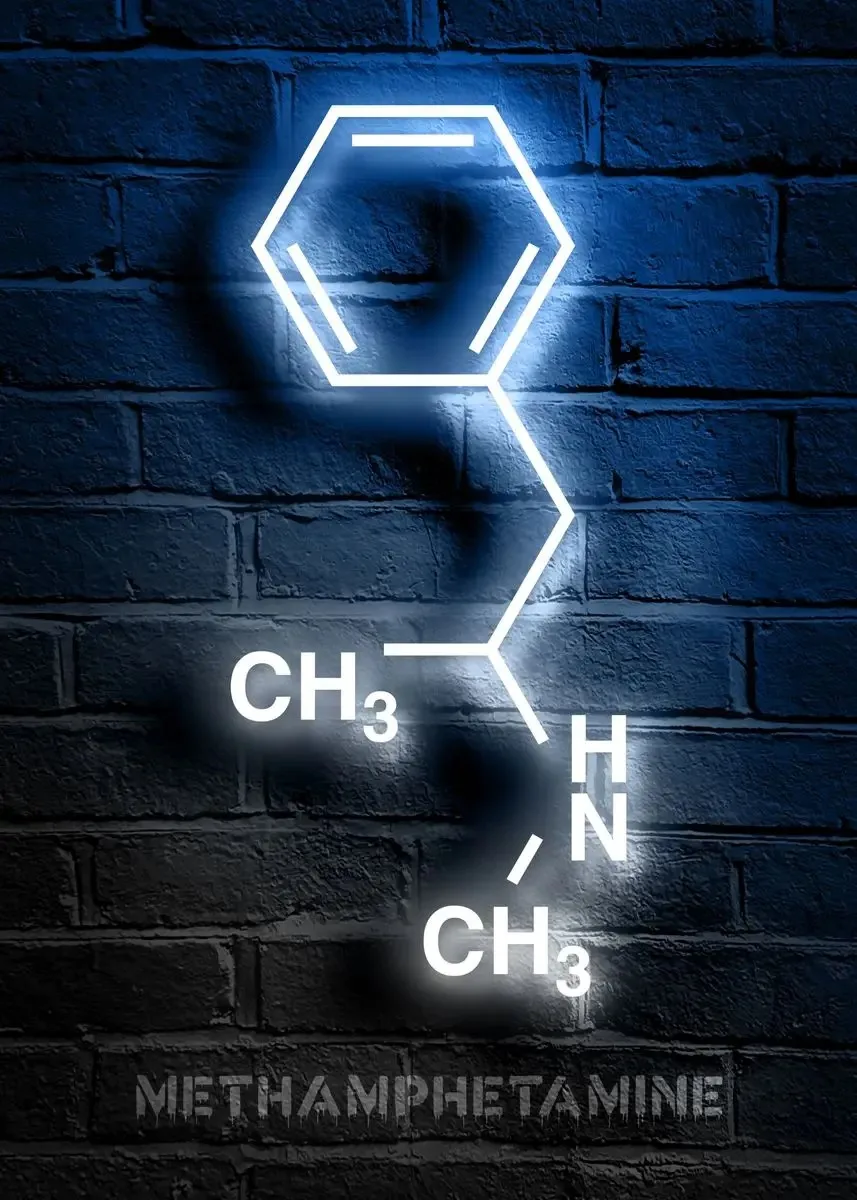 Plakat retro neonowa chemia molekuł Zielony