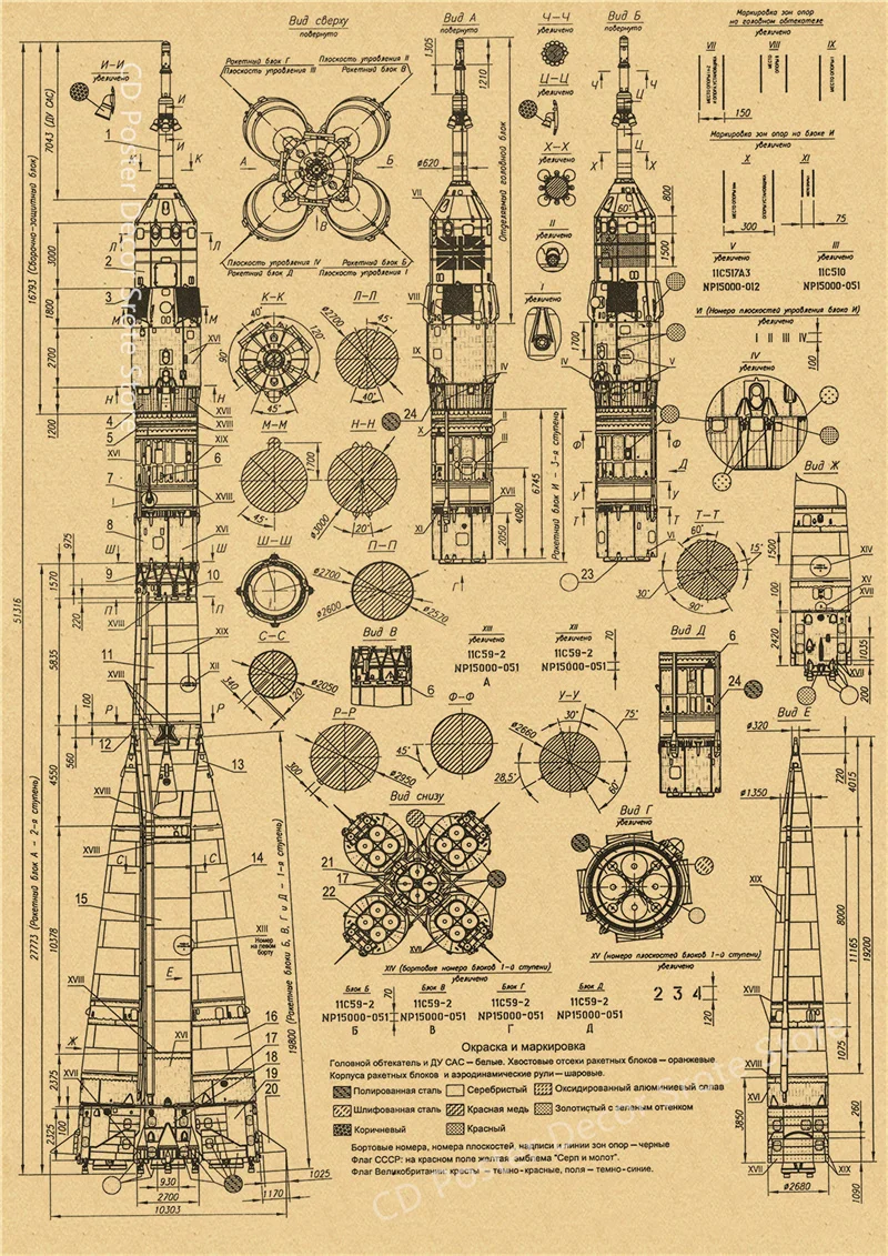 Plakat retro motocykl schemat mechaniczny Wzór 10
