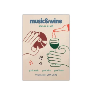 Plakat retro muzyka i wino Biały