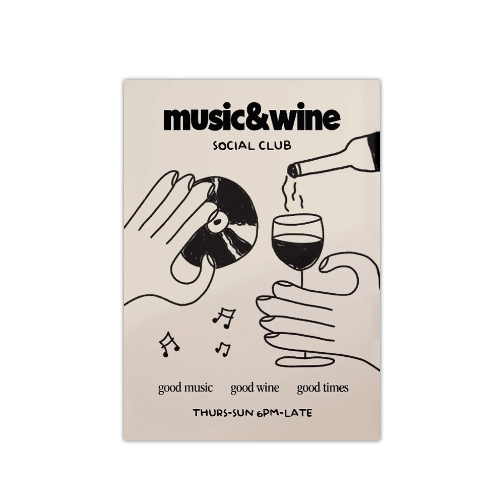 Plakat retro muzyka i wino Burgundia
