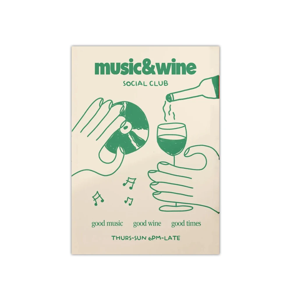 Plakat retro muzyka i wino Czerwony