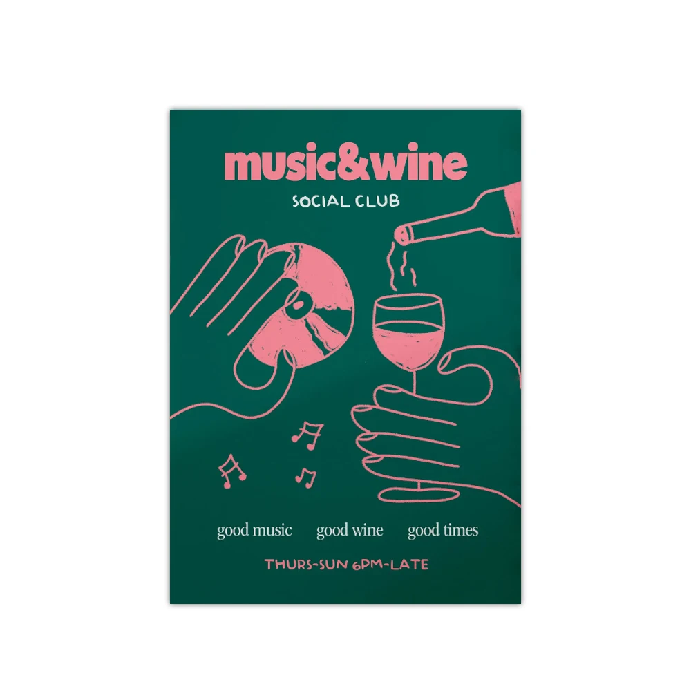 Plakat retro muzyka i wino Fioletowy