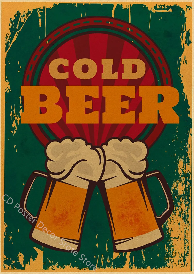Plakat retro z piwem i kawą w stylu vintage Czarny