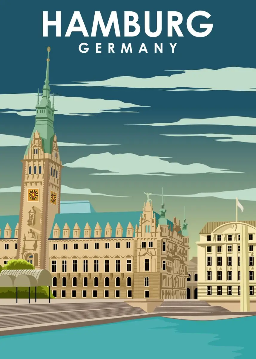 Miasta świata – retro plakat podróżniczy Czarny