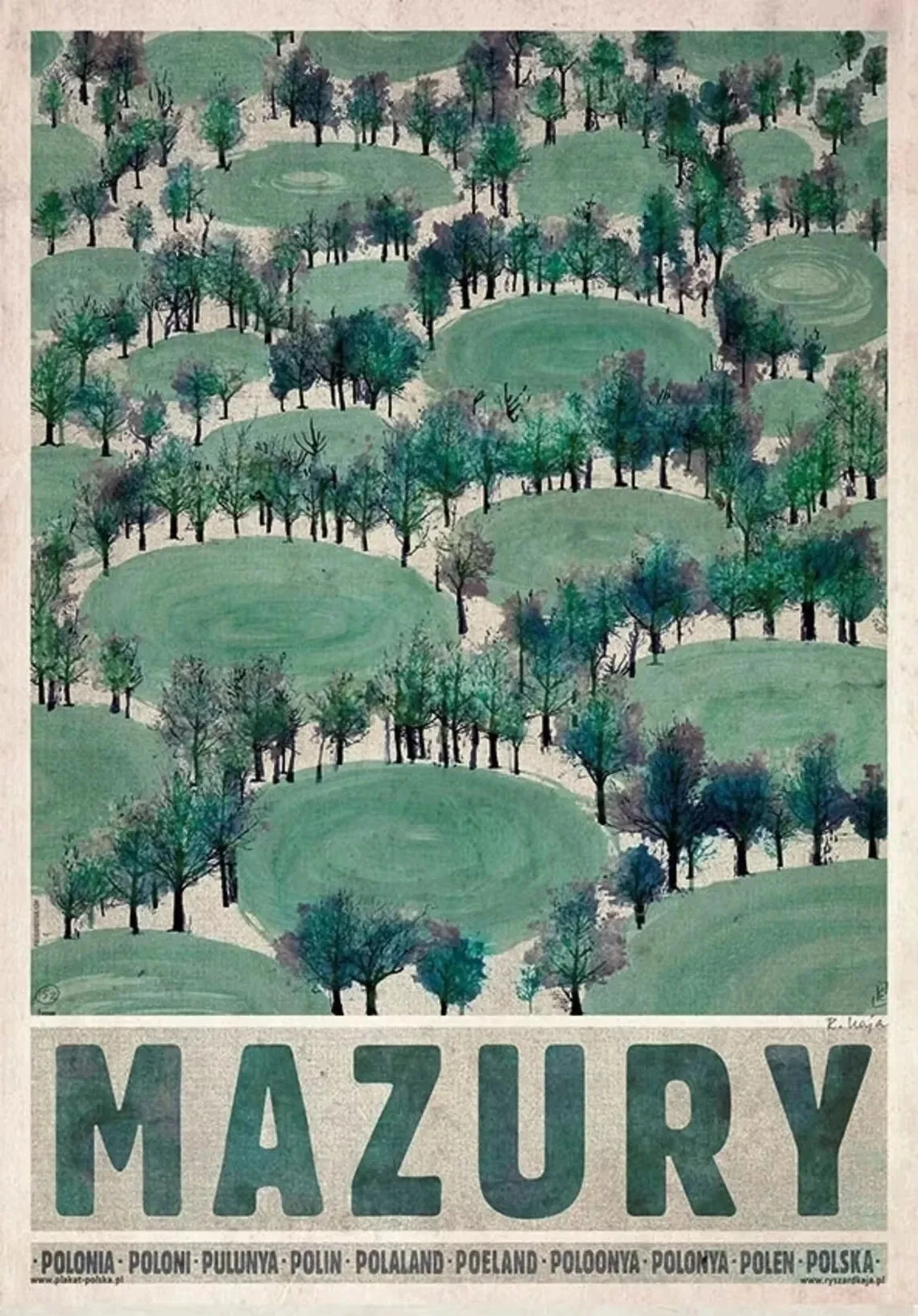 Plakat retro polskie miasta - Biebrza, Solina, Zakopane Khaki