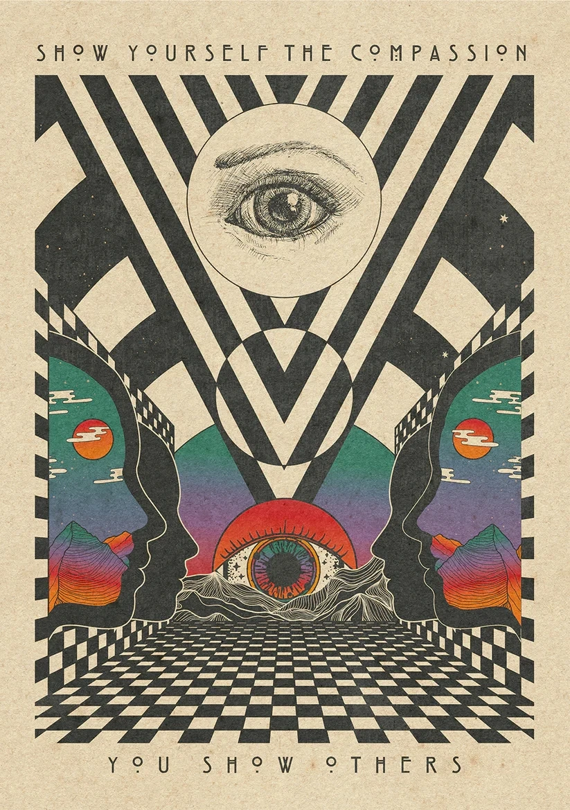 Psychodeliczny plakat retro w stylu lat 70. Sku 12