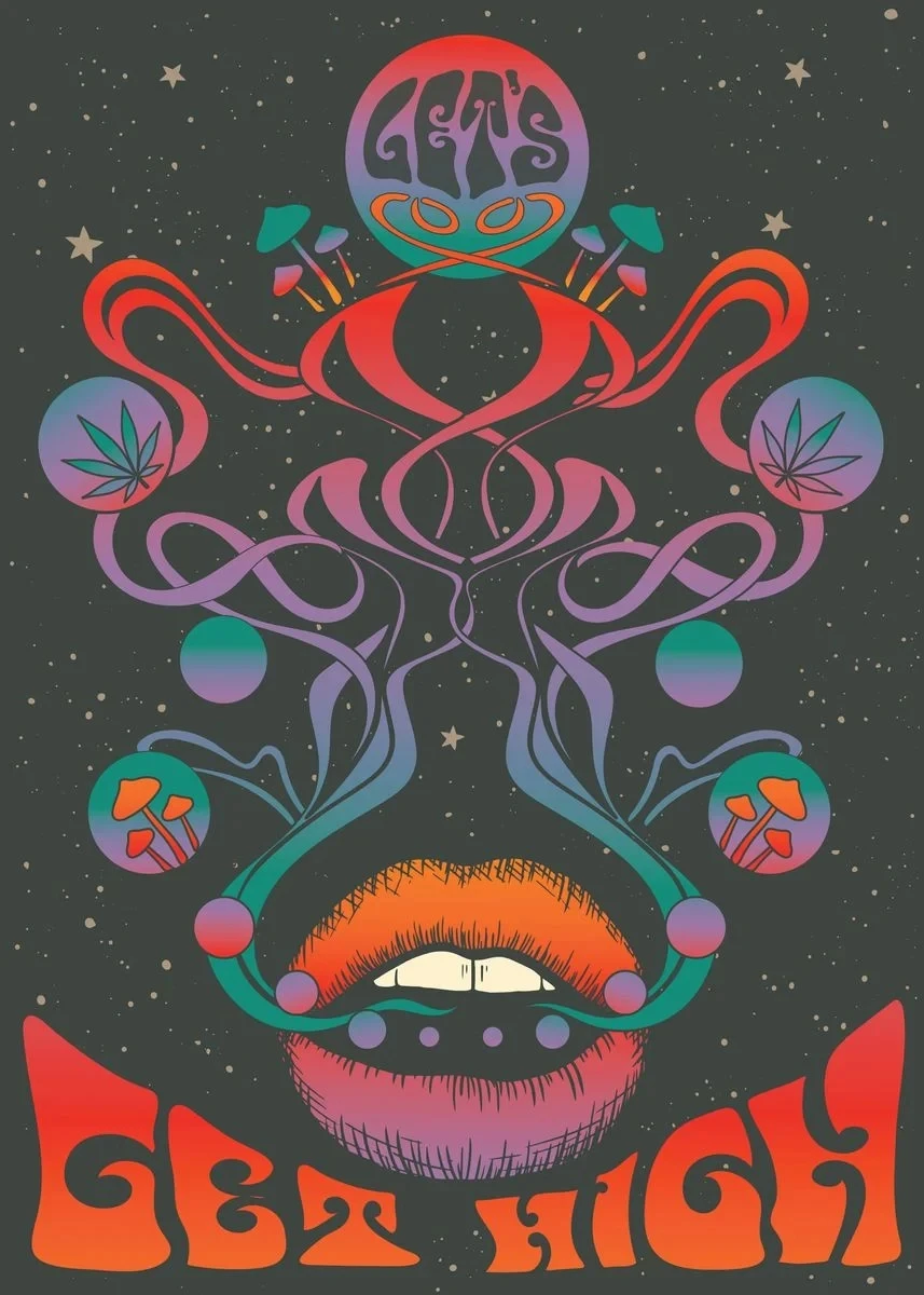 Psychodeliczny plakat retro w stylu lat 70. Sku 2