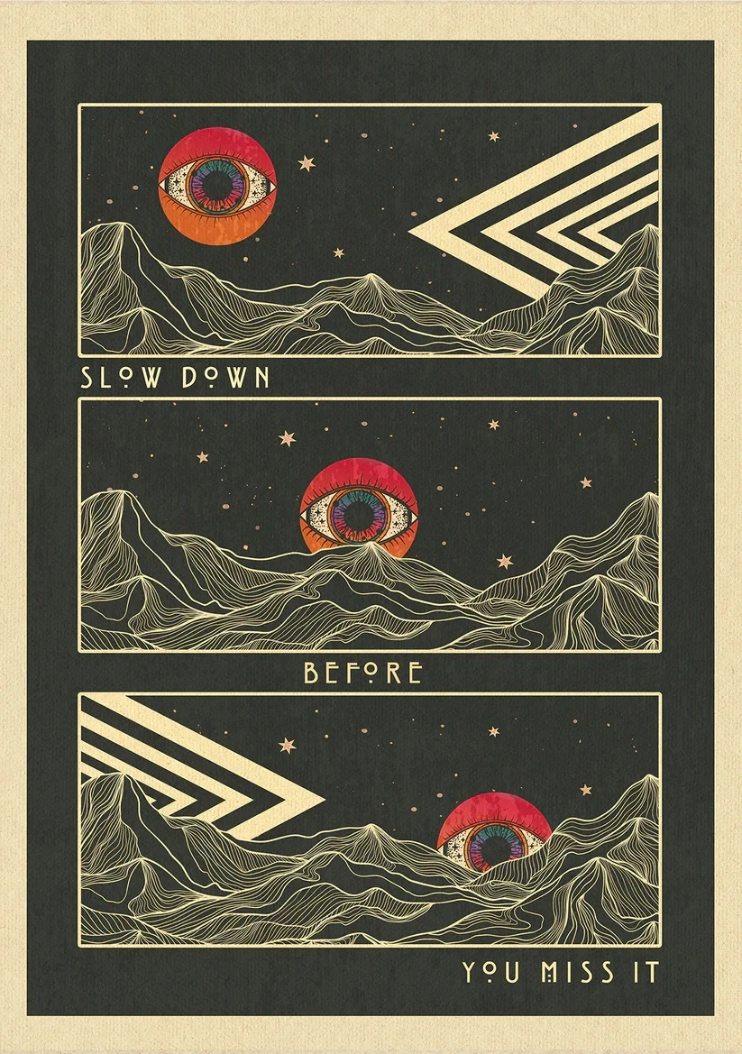 Psychodeliczny plakat retro w stylu lat 70. Sku 3