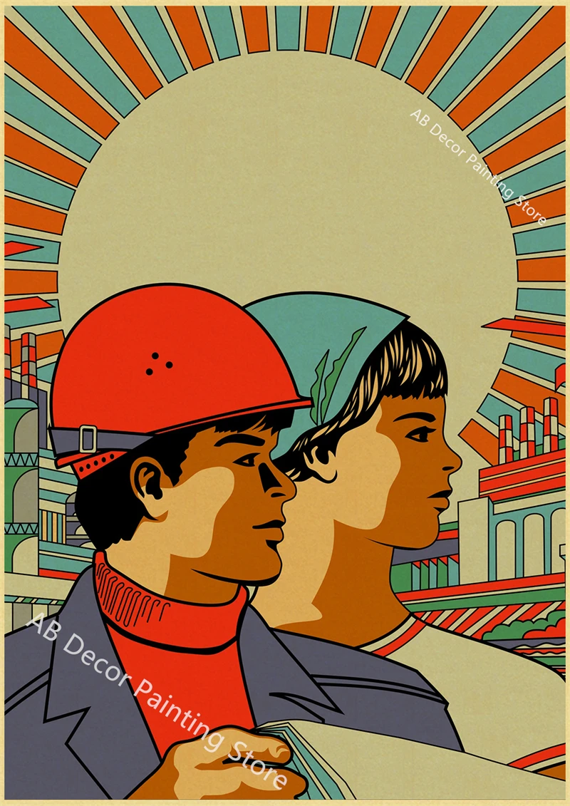 Plakat retro w stylu radzieckim – wydruk A3 i A4 Wzór 12