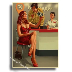 Plakat retro w stylu radzieckim - vintage na płótnie Wzór 1