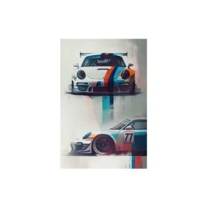 Plakat retro samochód sportowy akwarela Zielony