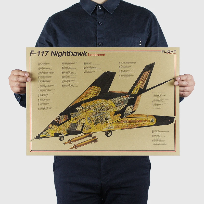 Plakat retro schemat konstrukcyjny samolotu Niebieski