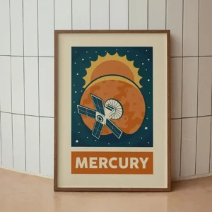 Plakat retro układ słoneczny i planety Czarny