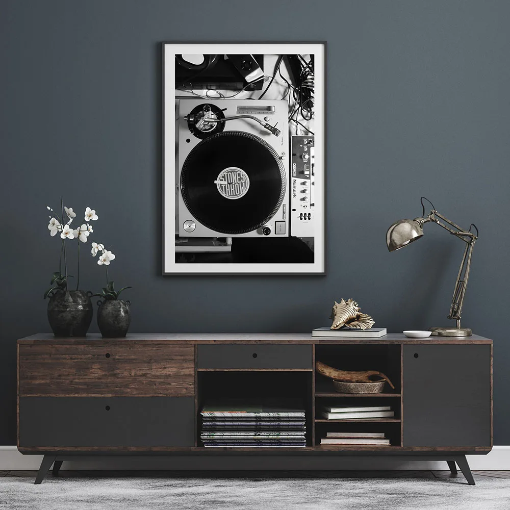 Plakat retro - winylowa płyta i gramofon Wzór 3