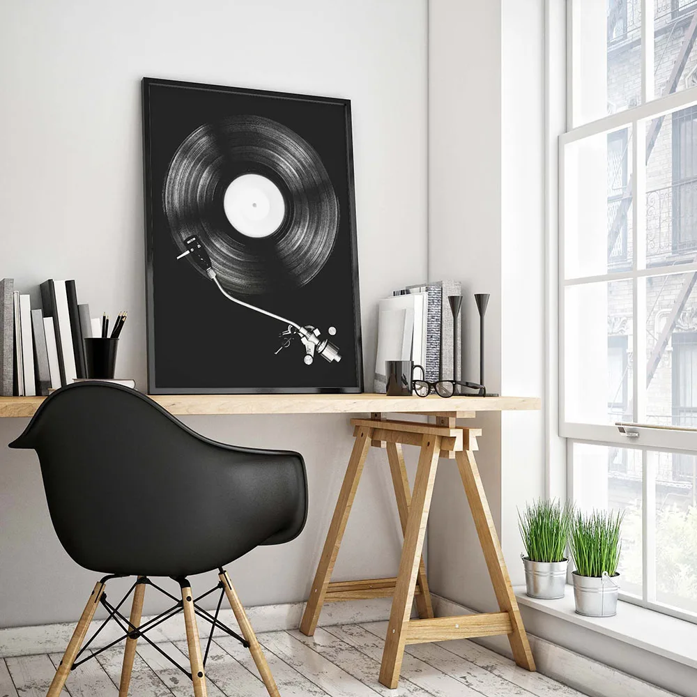 Plakat retro - winylowa płyta i gramofon Wzór 4