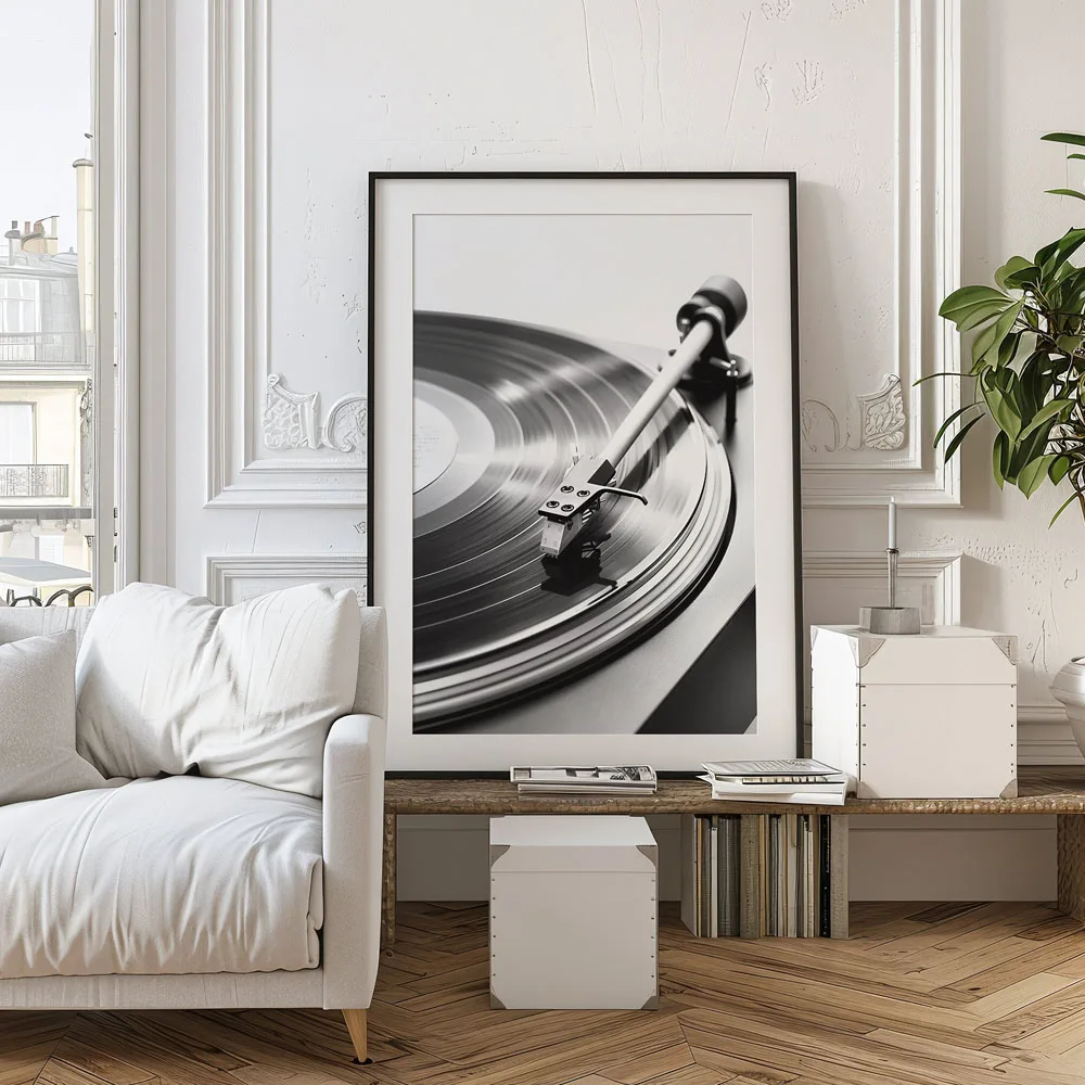Plakat retro - winylowa płyta i gramofon Wzór 5