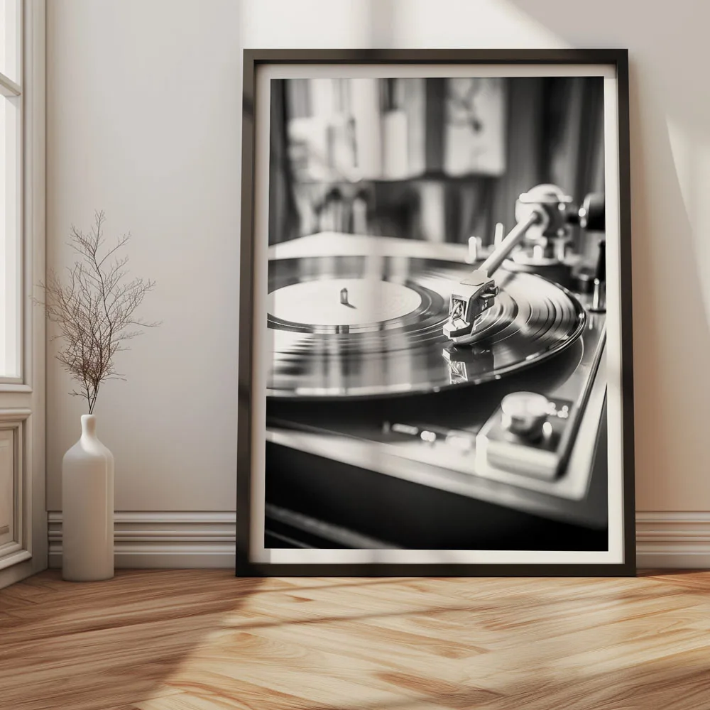 Plakat retro - winylowa płyta i gramofon Wzór 6