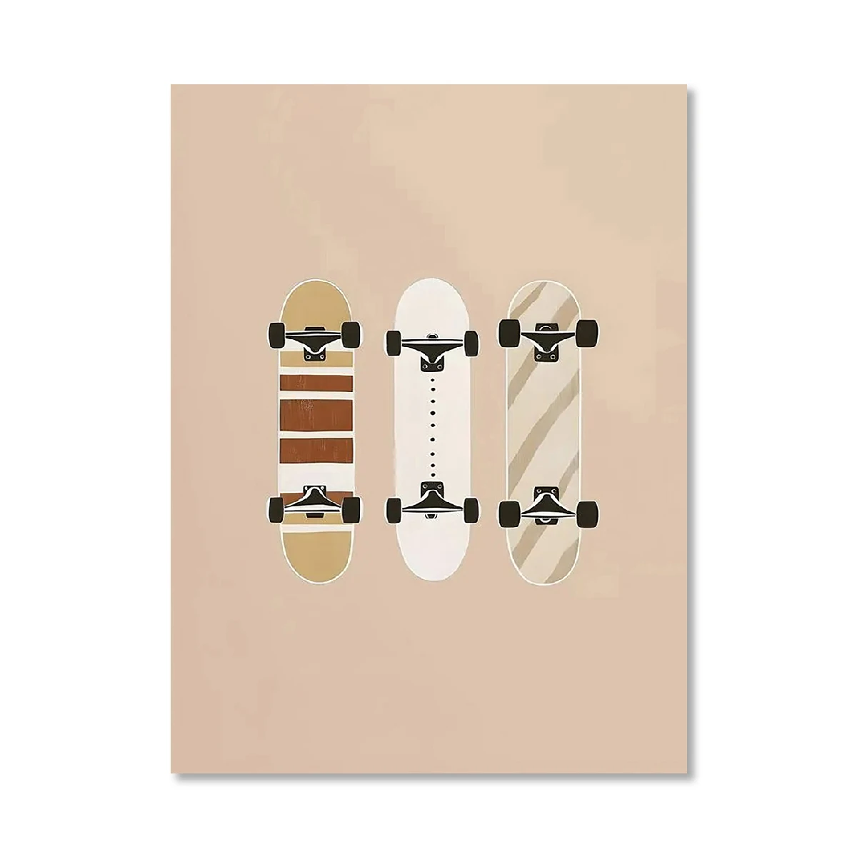 Plakat retro zwierzęta leśne na deskorolce Fioletowy