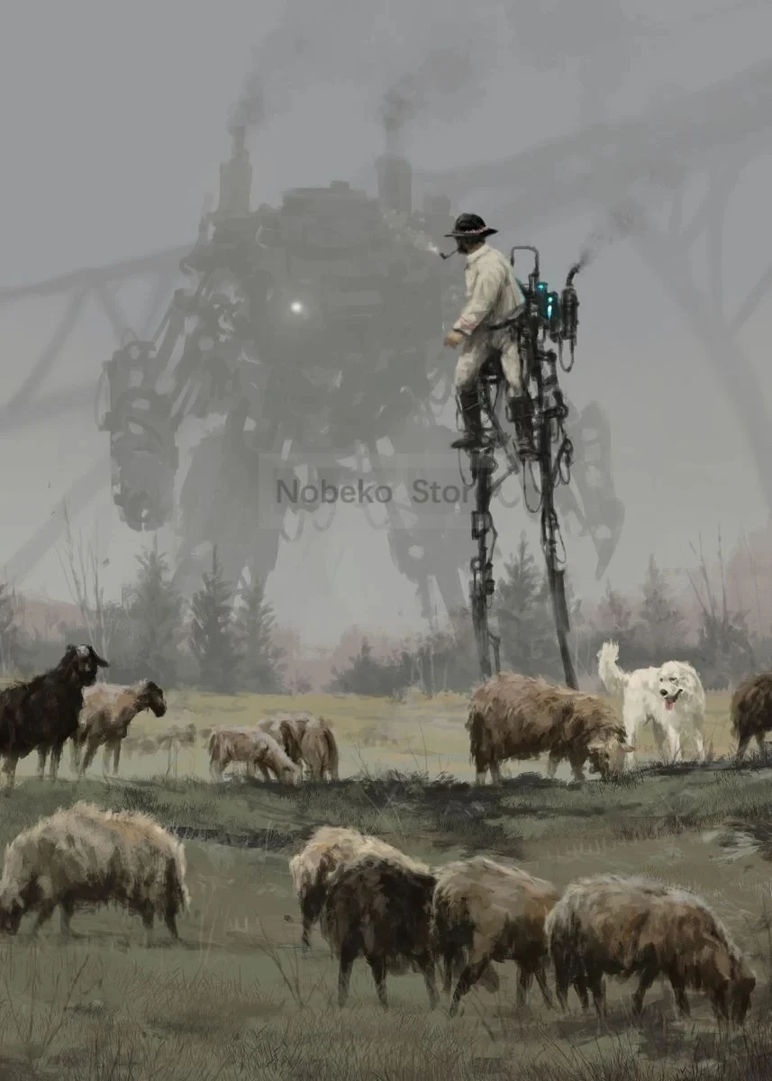 Roboty 1920 Jakub Różalski - plakat w stylu surrealizmu Wzór 1
