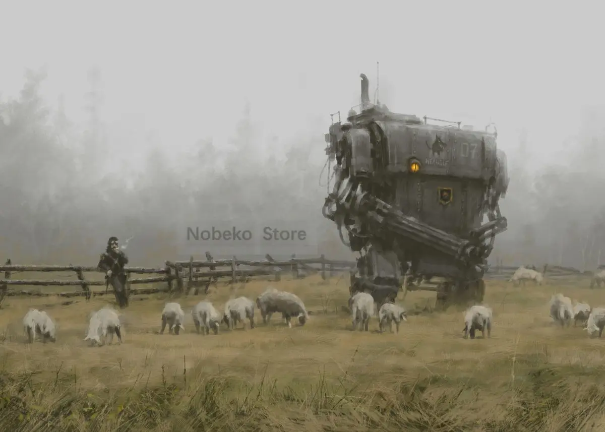 Roboty 1920 Jakub Różalski - plakat w stylu surrealizmu Wzór 2