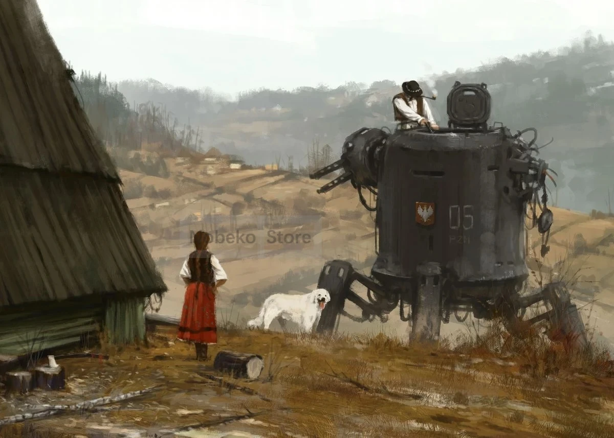 Roboty 1920 Jakub Różalski - plakat w stylu surrealizmu Wzór 6