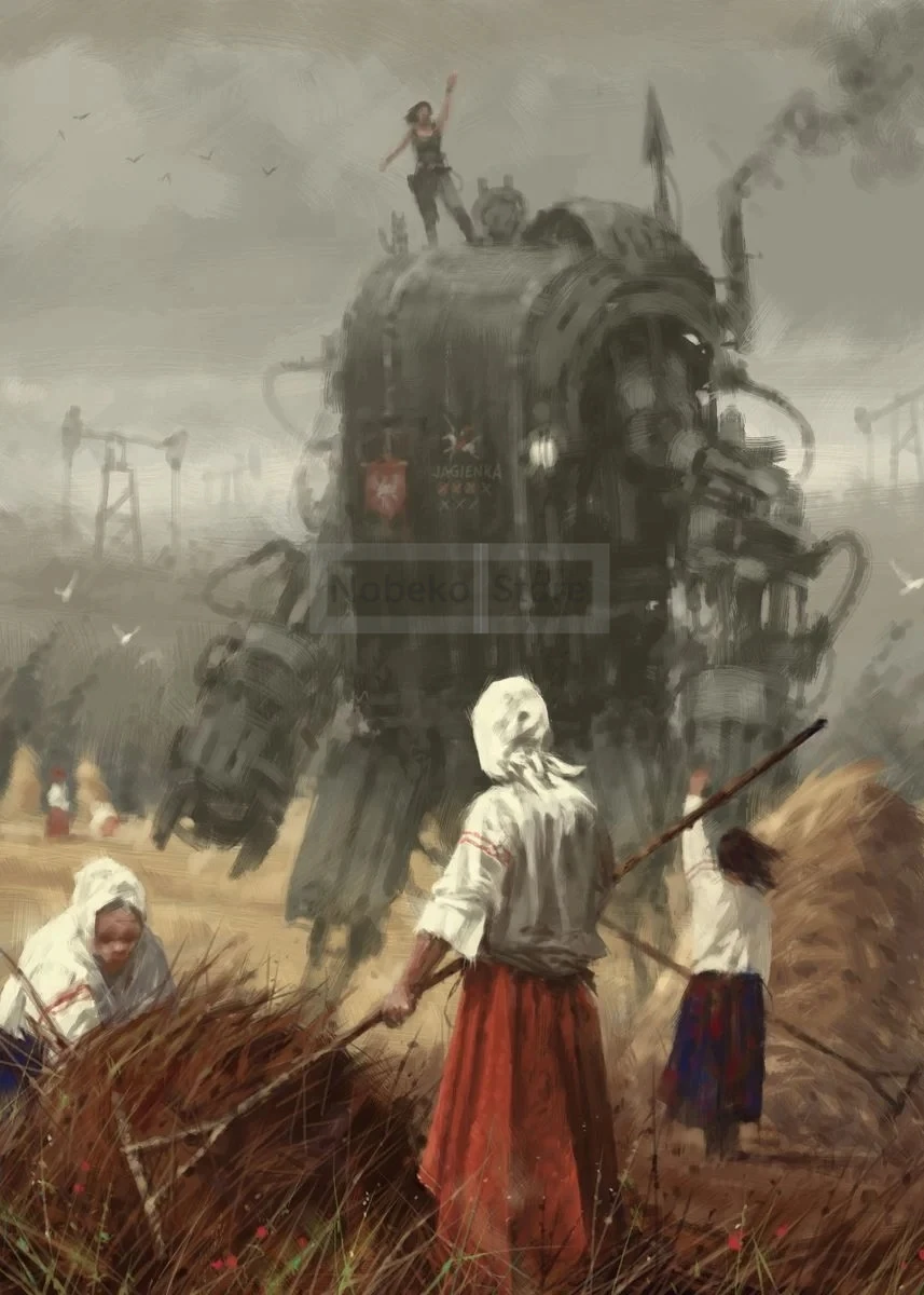 Roboty 1920 Jakub Różalski - plakat w stylu surrealizmu Wzór 8