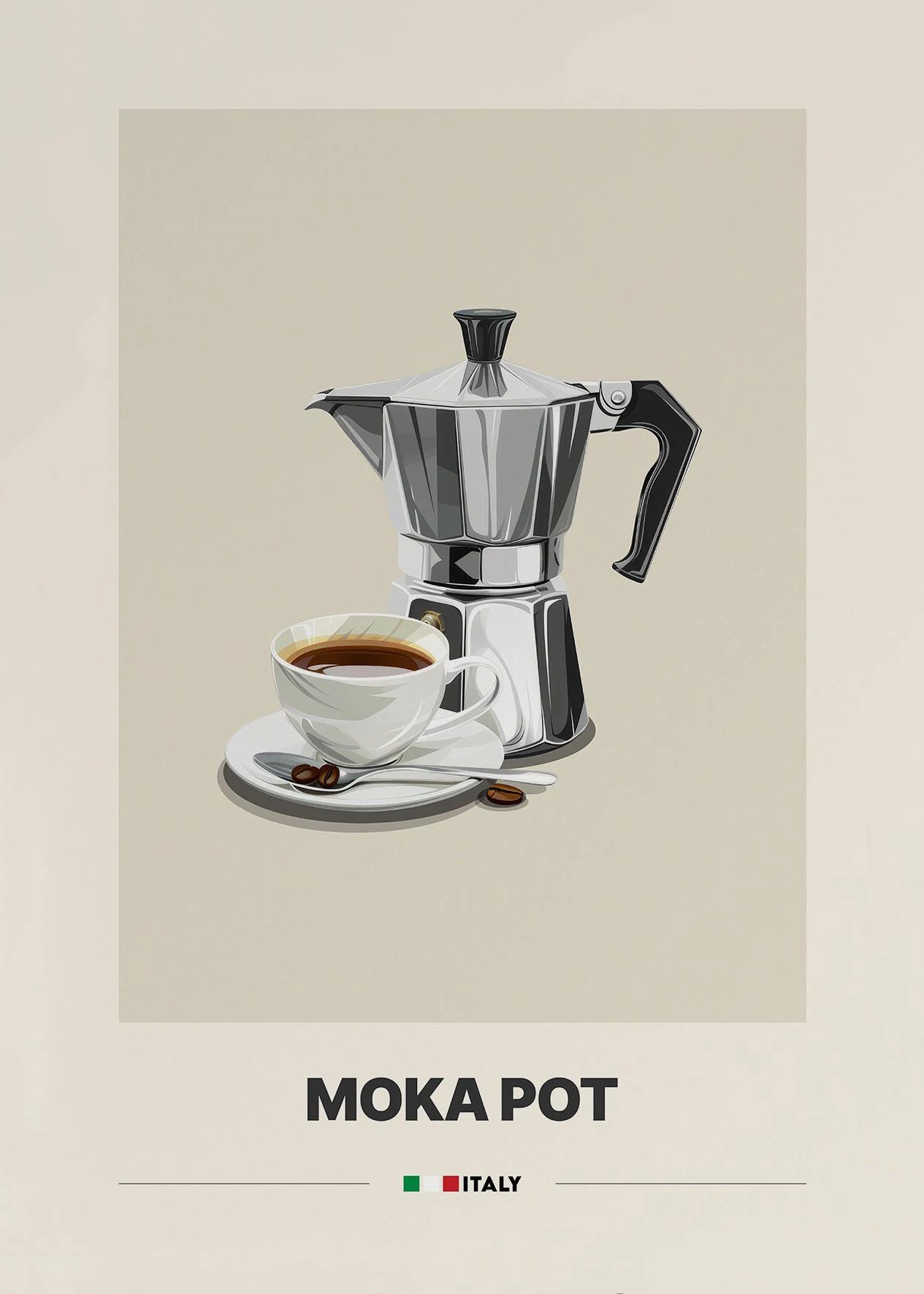 Plakat rodzaje kawy minimalistyczny Ciemny szary