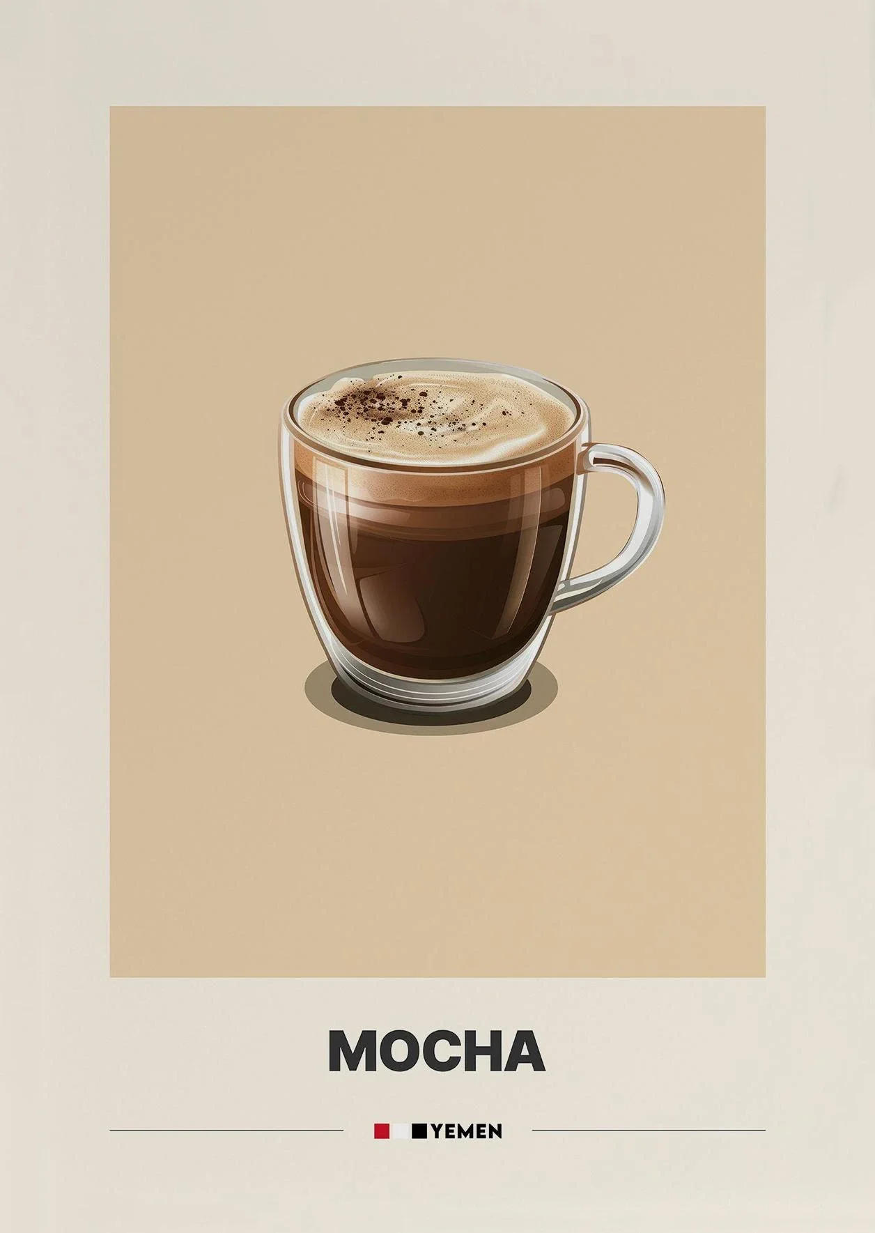 Plakat rodzaje kawy minimalistyczny Czerwony