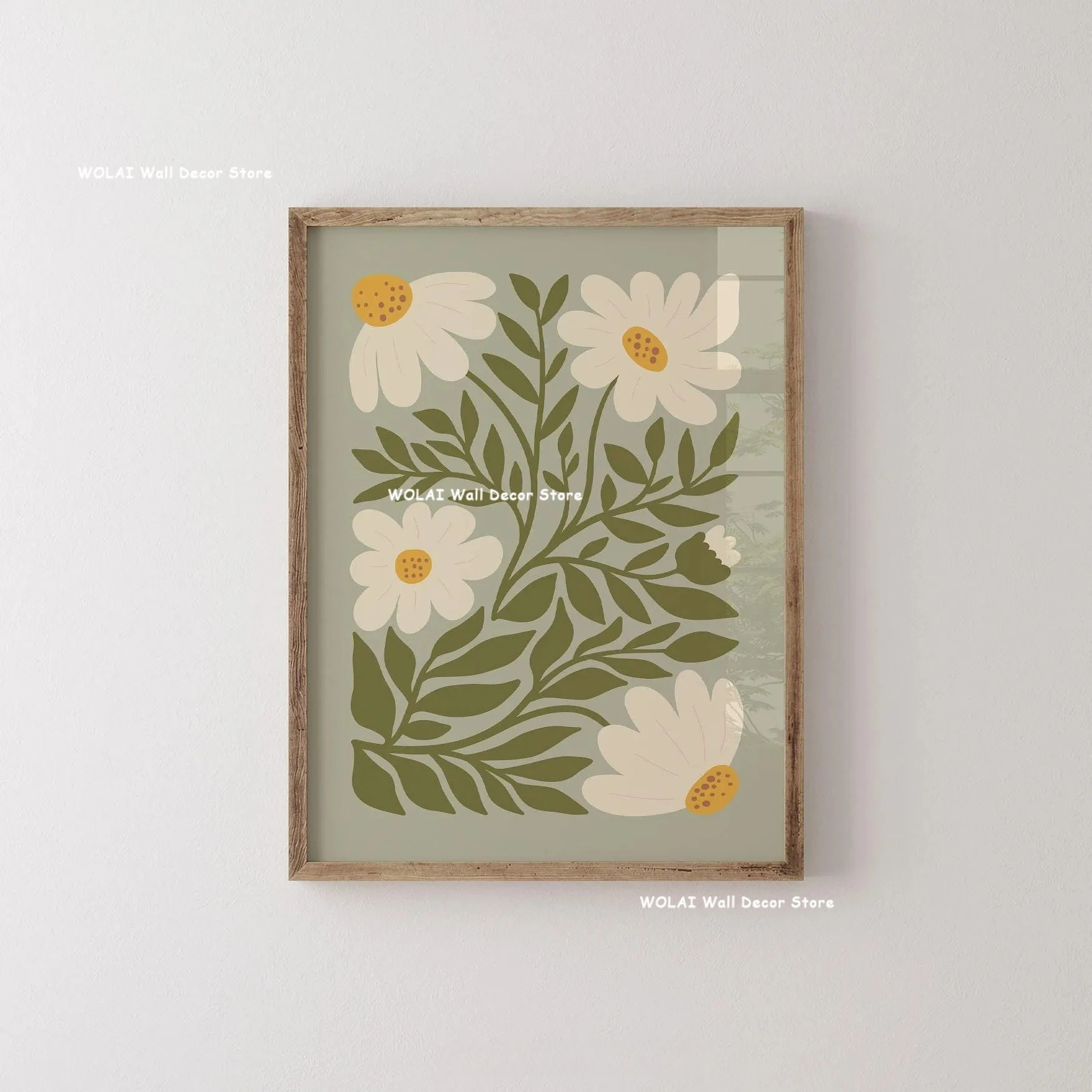 Plakat roślinny mid-century - botaniczne linie Biały